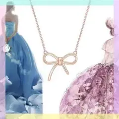 ♪かわいい♪ピンクゴールド ✨ネックレス リボン プレゼント クリスマス✨