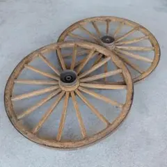 大八車 車輪　木／鉄製 レトロ アンティーク　　　　　直径 110cm 昭和初期 大八車 木製車輪(ディスプレイ、ガーデニング雑貨)(R