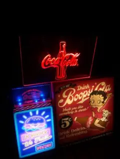 インテリアライト　ベティ　コカ・コーラ　クリームソーダ　ハンバーガー　4点セット
