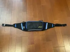asics メッシュ ランニング用 ウエストバッグ 黒/青