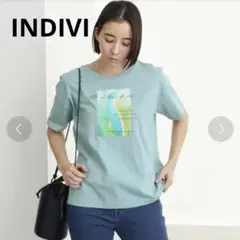 【美品✨】インディヴィ　INDIVI プリントカットソー　手洗い可能
