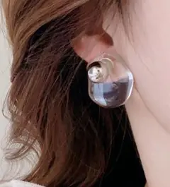 【新品】クリアドーム × シルバーボール ピアス クリア 夏 カジュアル