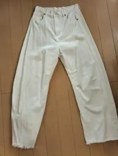 【訳あり】re:edit 裾フリンジカーブデニムパンツ　XL