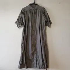 【美品】ラコレLAKOLE 半袖シャツワンピース・カーキ綿100%