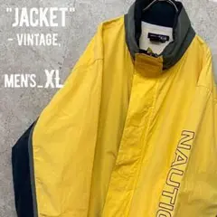 レア○vintage《ノーティカ》刺繍コットンナイロンジャケット/イエロー/XL