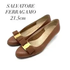定番✨ Ferragamo 21.5cm レザー ヴァラリボン ブラウン