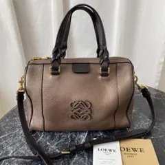 【極美品✨】ロエベ フスタ アナグラム レザー ハンドバッグ 南京錠 鍵付き 黒 極 美品 袋 カデナ 鍵付き LOEWE ロエベ フスタ アナグラム ロゴ