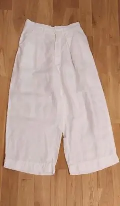 【ほぼ未使用】CLIP.TAB リネンワイドパンツ　ボタンフライ ホワイト