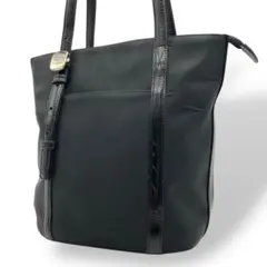 クレージュ courreges トートバッグ 肩掛け ナイロン レザー ブラック