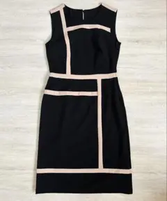 ノースリーブ 膝丈ワンピース 黒とベージュ