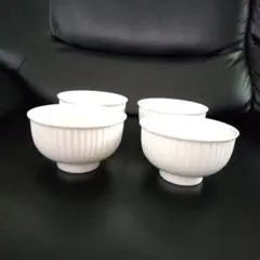 未使用品‼️白山陶器 白 リブデザインシンプル 湯飲み 4個セット✨