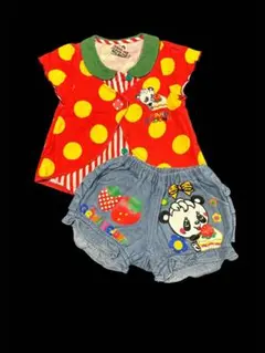 グラグラ　水玉模様Tシャツとデニムショーツセット