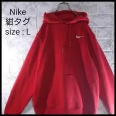 《希少》Nike / ナイキ フーディー カンガルー 赤 紺タグ パーカー L