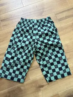サーフパンツ 緑と黒のチェック柄 140cm