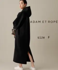 ADAM ET ROPE' アダムエロペ ワンピース ブラック 長袖 ADAM ET ROPE'（アダムエロペ）の「【ADAM ET ROPE'】フロント