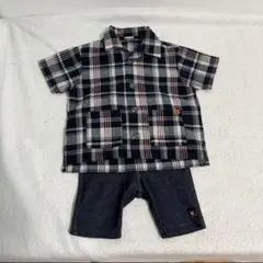 プティマイン　ダブルビー　80 男の子　キッズ　チェックシャツ