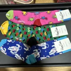 【全新】Happy Socks 靴下セット 宇宙飛行士・てんとう虫・恐竜