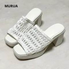 ムルーア MURUA シアープラットホームサンダル ホワイト 36