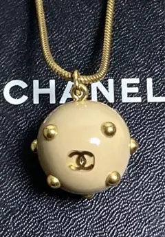 美品 シャネル ココマーク ボールモチーフ スダッズ ロング ネックレス