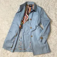 ポールスミス L ステンカラーコート マルチカラー ブルー