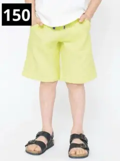 branshes パナマ織ハーフパンツ　ライトグリーン150