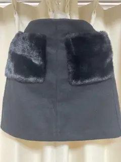 黒 フェイクファー付きタイトスカート　大人子供　美品
