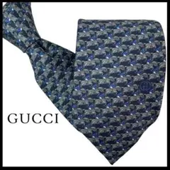 GUCCI グッチ ネクタイ 高級 シルク 絹 馬 ジョッキー ブルー ホース
