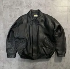 80s short Vtg real leather bomber jacket