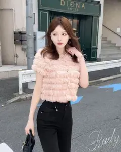 Rady フリンジカーディガン　トップス Sピンク