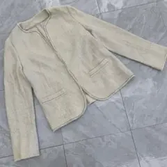 K.T KIYOKO TAKASE ツイードジャケット ノーカラー ベージュ