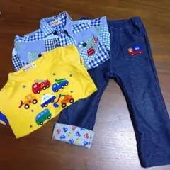 ミキハウス　車柄　長袖Tシャツ　ズボン　シャツ　90cm