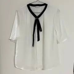 エマジェイムス　ボウタイブラウス　バイカラー　半袖チュニック　M