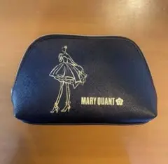 新品MARY QUANT マリークヮント ポーチ ブラック黒ゴールドロゴメイク
