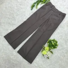 ELLE 美シルエット ワイドパンツ チャコールグレー 体型カバー美シルエット