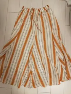 オレンジ色　インド綿のスカート