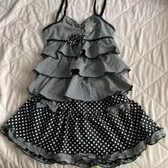 女の子用水着セット 黒水玉・ギンガムチェック