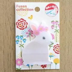 ウサギ型花飾りメモマグネット
