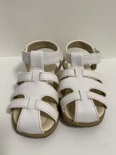 ホワイトレザー風キッズサンダル BeBe 15cm
