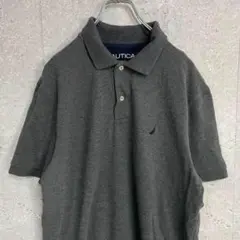 NAUTICA ポロシャツ　半袖　ワンポイント　グレー　古着　L