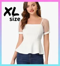 新品 【Allegra K】ブラウス レディース 半袖 着痩せ ウエスト