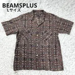 美品✨ビームスプラス　開襟シャツ　総柄　L ブラック　半袖　コットン