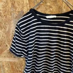 AE8476 H＆M 半袖Tシャツ ネイビーボーダー レディース ポス