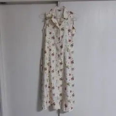 フラワープリント ノースリーブ ワンピース