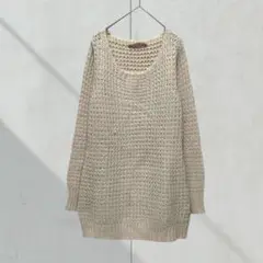 2820【ロシカリエ】ニット　チュニック　ざっくり編み　長袖　透かし編み　M