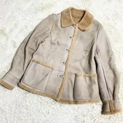 レリアン リアルムートン コート 高級羊革 ファー ベージュ 大きいサイズ