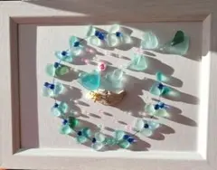 ❤️幸福の青い鳥❤️リース❤️シーグラスアート❤️