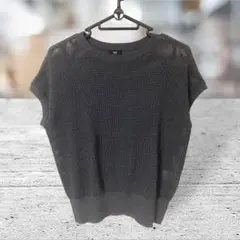 PLST チャコールグレー ラメ入フレンチニット