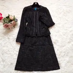 美品　ランバン　コレクション　ツイード　ラメ　セレモニースーツ　ノーカラー　黒
