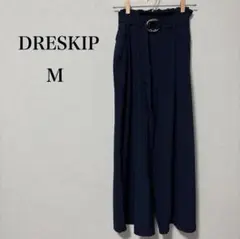 【美品】DRESKIP ネイビー ワイドパンツ カジュアルパンツ M