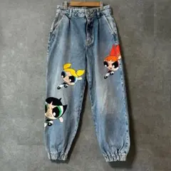 Bershka パワーパフガールズ デニム EUR38 バルーンパンツ 古着